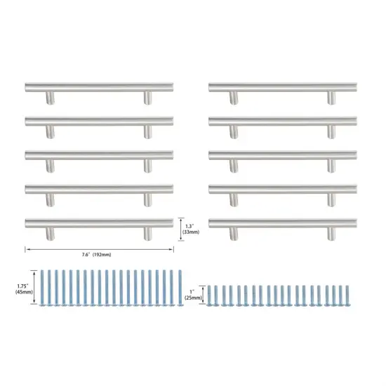 Quinn 5" Center to Center Brushed Nickel Bar Pull Multipack (set of 10) {6}