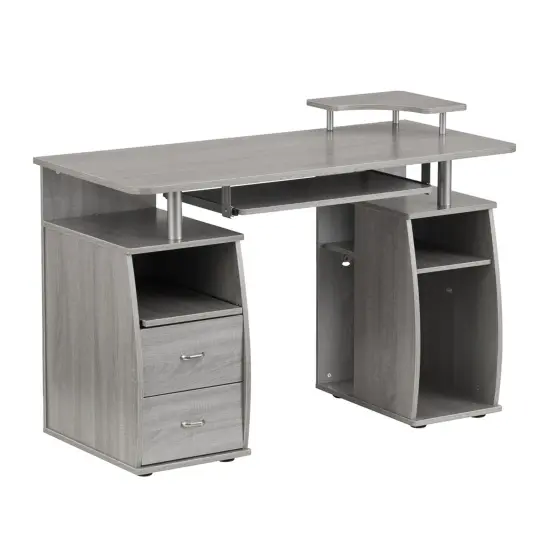 Techni Office Solutions 47.25" Gray Unique Techni Mobili Complete Workstation Computer Desk with Storage {1}