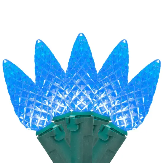 Northlight LED Faceted C6 Christmas Lights - Blue - 23' Green Wire - 70ct {3}