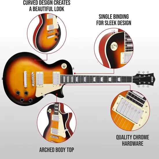 LyxPro 39" Les Paul Solid Body Beginner Electric Guitar {4}