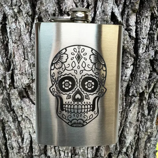 8oz sugar skull Stainless Steel flask {2}