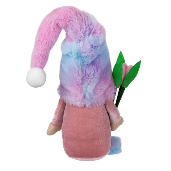 Northlight Gnome Boy with Tulips Spring Figurine - 15" - Purple and Blue Pink {6}