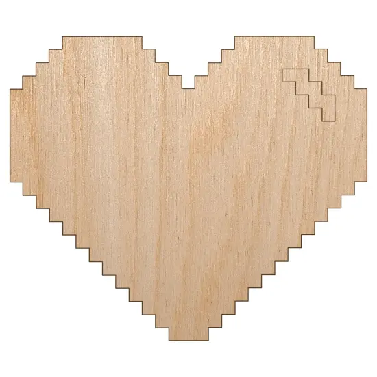 Pixel Digital Filled Heart Gaming Life Unfinished Wood Shape Piece Cutout for DIY Craft Projects {7}
