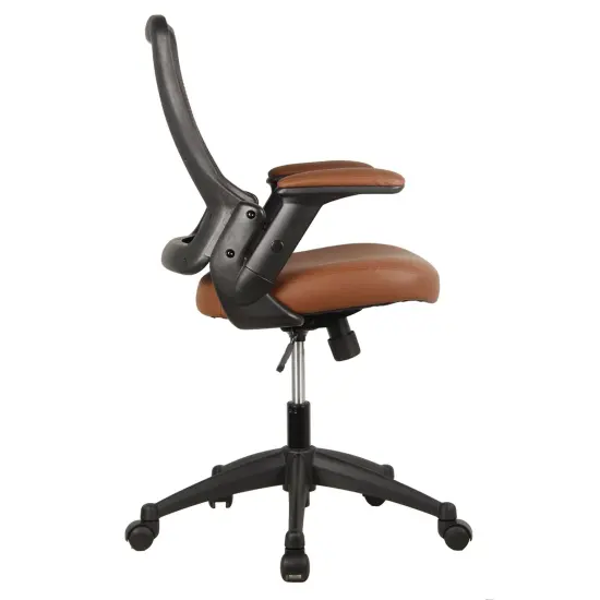 Techni Office Solutions 34" Black, Brown, and Metallic Gray Mid-Back Mesh Task Office Chair {5}