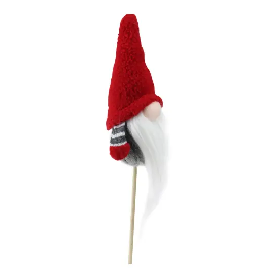 Northlight Santa Gnome with Hat Christmas Pick - 11.5" - Gray and Red {4}