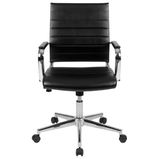 Merrick Lane Stockholm Mid Back Home Office Chair With Pneumatic Seat Height Adjustment And 360&deg; Swivel Black {3}
