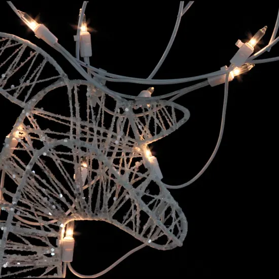Northlight Set of 3 White Glittered Doe, Fawn and Reindeer Lighted Christmas Outdoor Decoration {4}