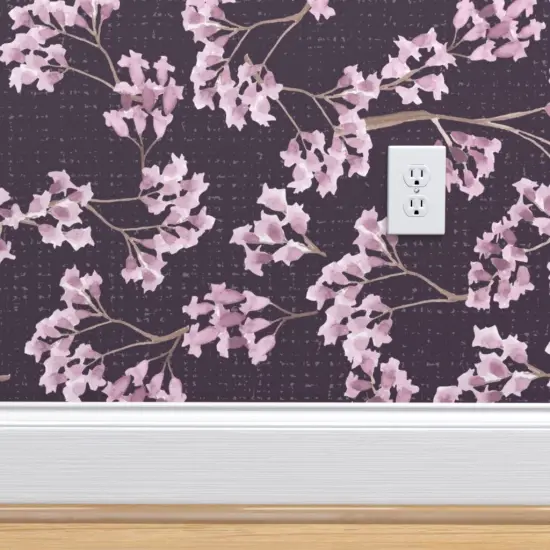 Pre-Pasted Wallpaper 2FT Wide Moody Floral Botanical Nature Flowers Trees Plants Purple Jacaranda Poisonous Custom Pre-pasted Wallpaper by Spoonflower {4}