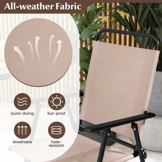Costway 3PCS Patio Bistro Set Folding Chairs Round Bar Table with 1.6'' Umbrella Hole Yard {6}