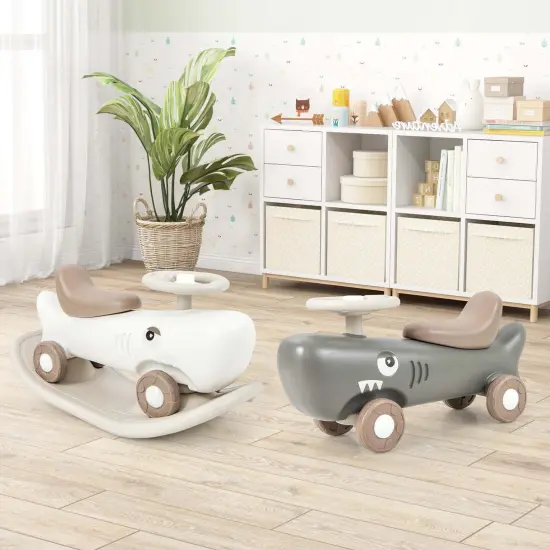 Costway Convertible Rocking Horse & Sliding Car with Detachable Balance Board Dark Gray/White {9}