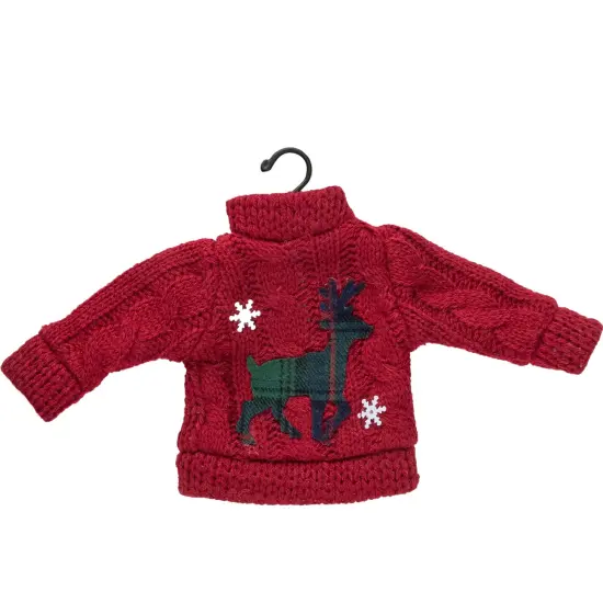 Northlight Ugly Sweater with Plaid Reindeer Christmas Ornament - 8" - Red {3}