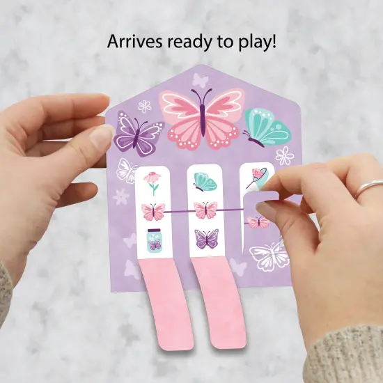 Big Dot of Happiness Beautiful Butterfly - Floral Baby Shower or Birthday Party Game Pickle Cards - Pull Tabs 3-in-a-Row - Set of 12 {3}