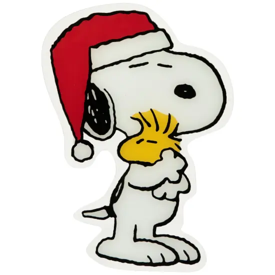 Northlight Peanuts Snoopy Hugs Woodstock Double Sided Christmas Window Cling Decoration - 7" White {5}