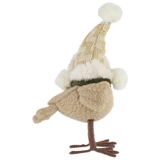 Northlight Plush Left Facing Standing Bird in Winter Apparel Christmas Figurine - 9" Beige {6}