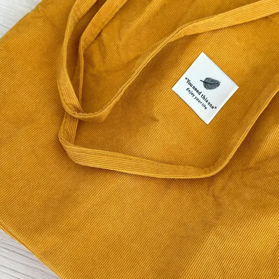 Wrapables Corduroy Tote Bag, Casual Everyday Shoulder Handbag, 2pc FtGreen/Marigold {5}