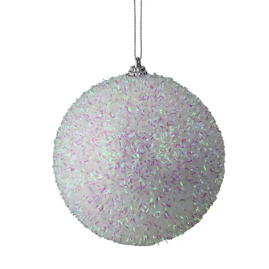 Northlight White and Purple Bristled Iridescent Christmas Ball Ornament 4.5" (115mm) {1}
