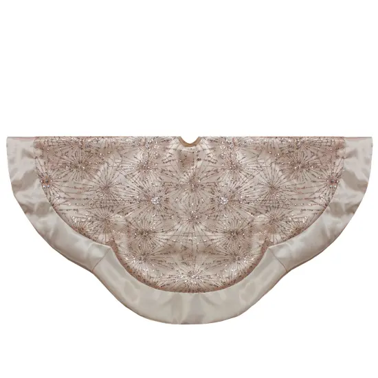 Northlight 48-Inch Gold Sequins and Glitter Satin Border Christmas Tree Skirt {1}