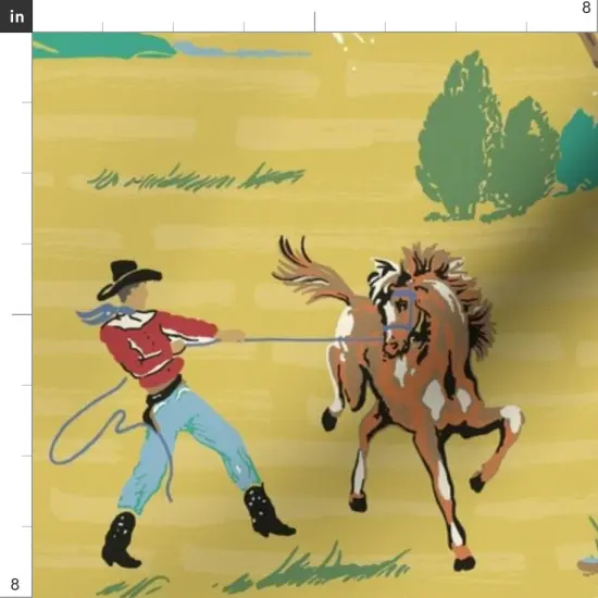 Various Fabrics by the Yard or Fat Quarter Western Cowboy Rustic Horses Ranch Mountains Southwestern Equestrian Custom Printed Fabric by Spoonflower {4}