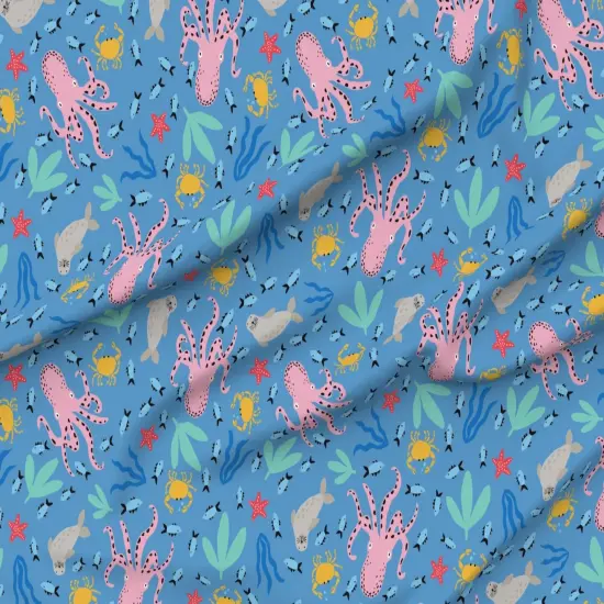 Various Fabrics by the Yard or Fat Quarter Sea Creature Whimsical Bright Colorful Ocean Nautical Coastal Custom Printed Fabric by Spoonflower {6}