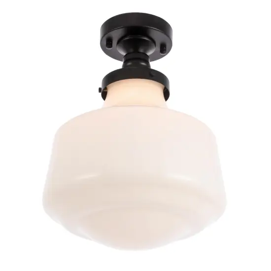 Lyle 1 light Black and frosted white glass Flush mount {6}