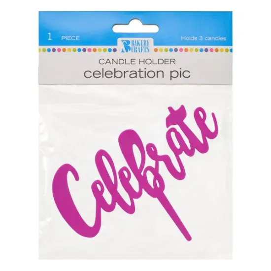 Celebrate Plastic Candle Holder Cake Topper, 1ct Pink {2}