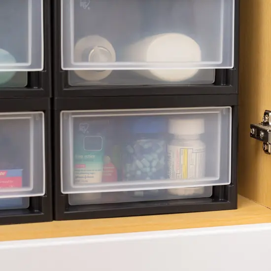 IRIS USA 8Pack 6qt Small Modular Plastic Stacking Drawers, Black {5}