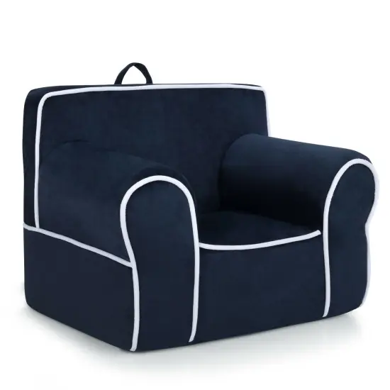 Upholstered Kids Sofa with Velvet Fabric and High Quality Sponge Navy {1}