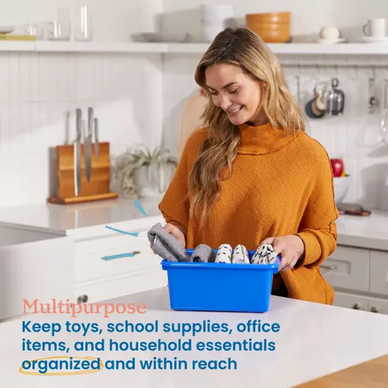 Scoop Front Storage Bins, Multipurpose Organization, 25-Pack Blue {3}