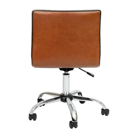 Merrick Lane Amelie Home Office Chair Ergonomic Executive Ribbed Low Back Armless Computer Desk Chair - Base, Frame & Border BrownVinyl/Chrome {4}