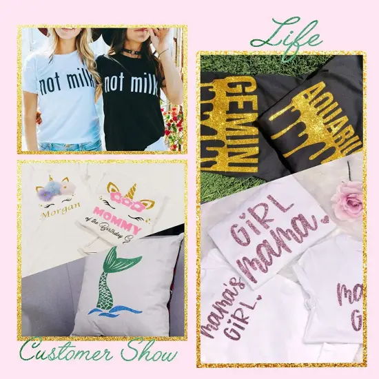 Kitcheniva Glitter Heat Transfer Vinyl Roll Iron On Heat Press Crafts {3}