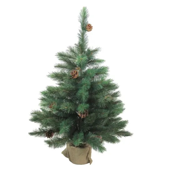 Northlight Medium Royal Oregon Pine Artificial Christmas Tree in Burlap Base - 3' - Unlit Green {1}