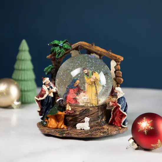 Northlight Holy Family Christmas Nativity Musical Water Globe - 6.75" Brown {3}