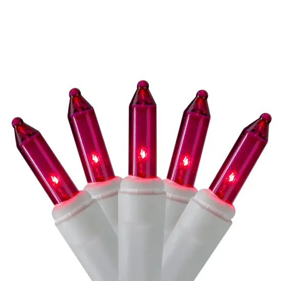 Hofert Mini Icicle Christmas Lights - Pink - 4.6ft White Wire - 100ct {1}