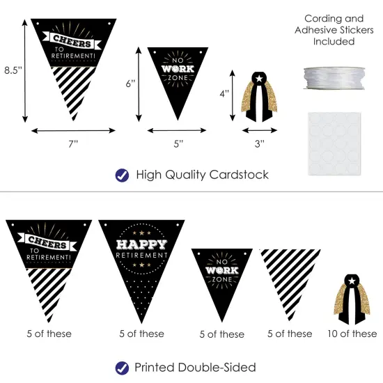 Big Dot of Happiness Happy Retirement - DIY Retirement Party Pennant Garland Decoration - Triangle Banner - 30 Pieces {4}