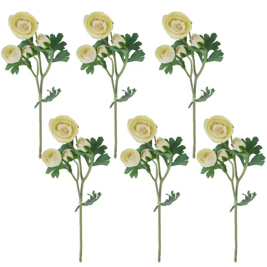 Northlight Real Touch™ Cream Ranunculus Artificial Floral Sprays, Set of 6 - 21" White {1}