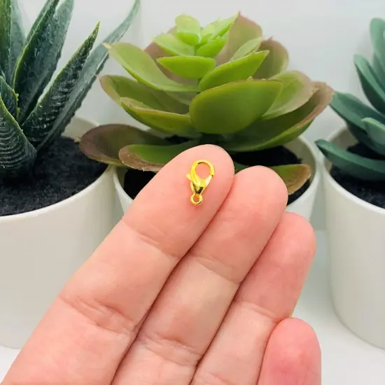100 or 500 Pieces: 6 x 10 mm Gold Plated Lobster Claw Clasps {2}
