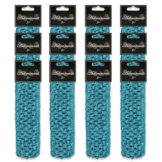 Pack of 12 Crochet Stretch Headbands Light Blue {1}