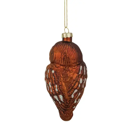 Northlight 4.5" Brown and White Glass Owl Christmas Ornament {6}