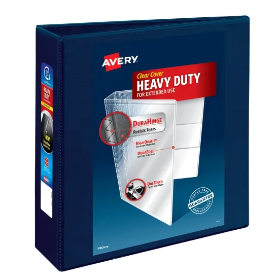 Avery Heavy-Duty View 3 Ring Binder, 3" One Touch EZD Rings, 670-Sheet Capacity, 3.5 Inch Wide Spine, Great for Home, School Supplies, Office, or Organization Needs, 1 Navy Blue Binder (79803) {1}