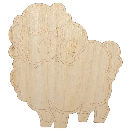 Fluffy Ram Cute Unfinished Wood Shape Piece Cutout for DIY Craft Projects {7}
