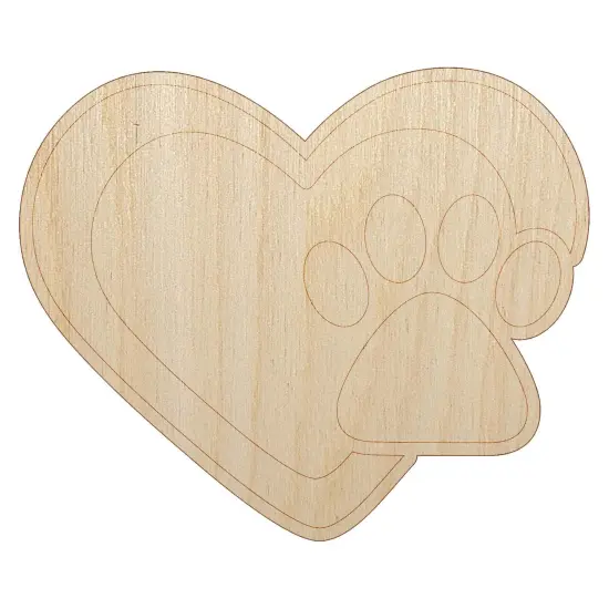 Heart with Paw Print Unfinished Wood Shape Piece Cutout for DIY Craft Projects {2}