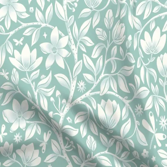 Various Fabrics by the Yard or Fat Quarter Floral Mint Green Tree Whimsical Plant Dragonflies Magnolia Soft Blue Aqua Large Scale Custom Printed Fabric by Spoonflower {5}