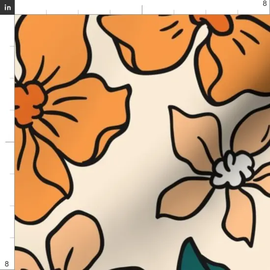 Various Fabrics by the Yard or Fat Quarter Tropical Flowers Botanical Retro Mid Century Large Scale Floral Custom Printed Fabric by Spoonflower {4}