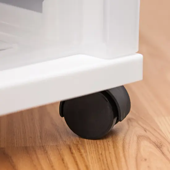 IRIS USA 3 Drawer Rolling Storage Cart with Organizer Top, White {3}