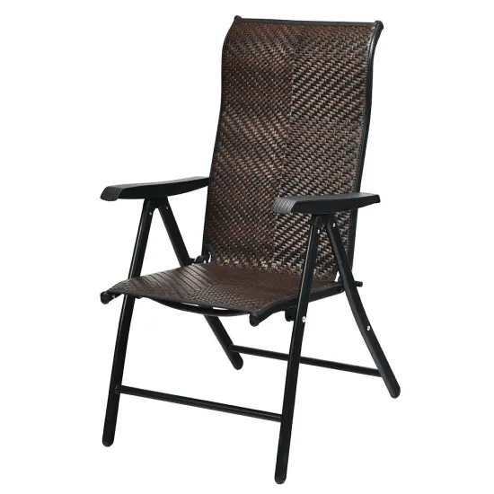 Patio Rattan Folding Chair with Armrest {4}