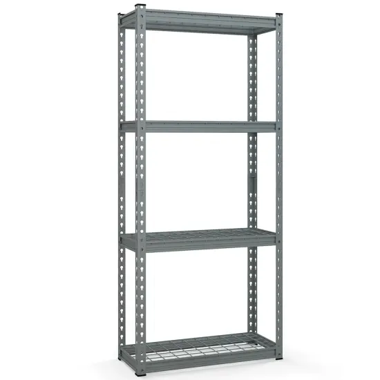 Costway 1/2/3/4 PCS 4-Tier Metal Shelving Unit Heavy Duty Wire Storage Rack with Anti-slip Foot Pads Grey {7}