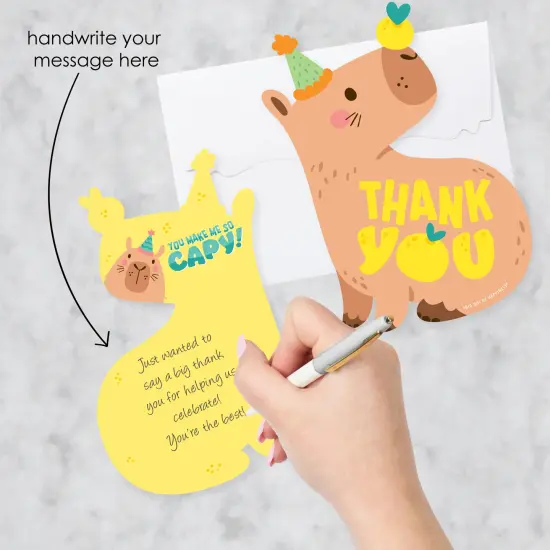 Big Dot of Happiness Capy Birthday - Shaped Thank You Cards - Capybara Party Thank You Note Cards with Envelopes - Set of 12 {3}