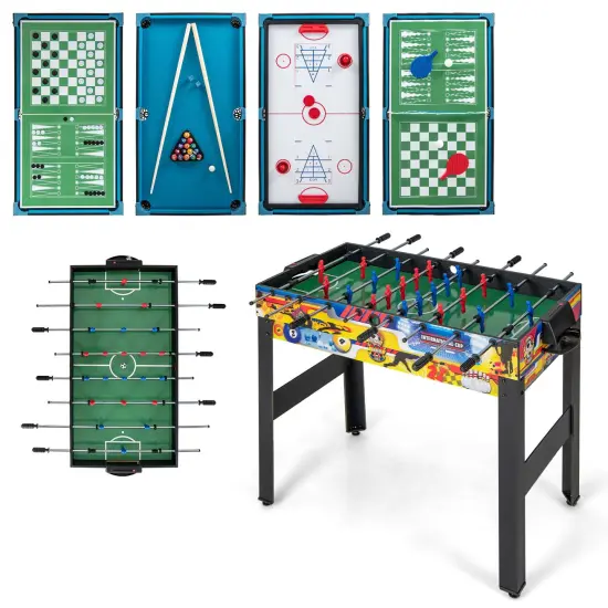 Costway 12-in-1 Combo Game Table Set with Foosball Air Hockey Pool Ping Pong Chess Bowling {1}