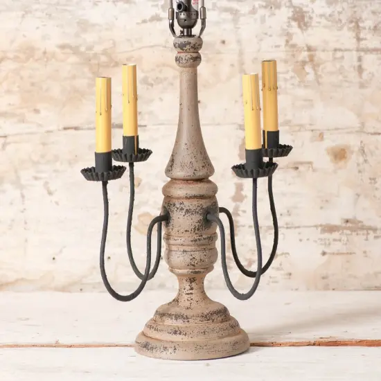 Irvins Country Tinware Jamestown Wood Table Lamp Base in Hartford Buttermilk {4}