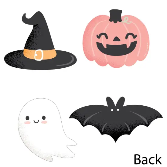 Big Dot of Happiness Pastel Halloween - Ghost, Hat, Bat and Pumpkin Decorations DIY Pink Pumpkin Party Essentials - Set of 20 {4}